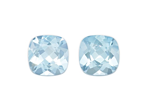 Aquamarine 9mm Cushion Matched Pair 2.34ctw