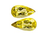 Yellow Beryl 12x6mm Pear Shape Matched Pair 3.00ctw
