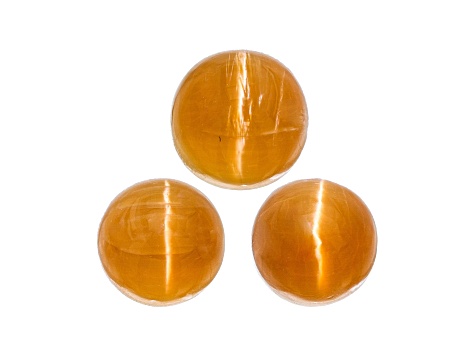 Fire Opal Cat's Eye Round Matched Set of 3 2.94ctw