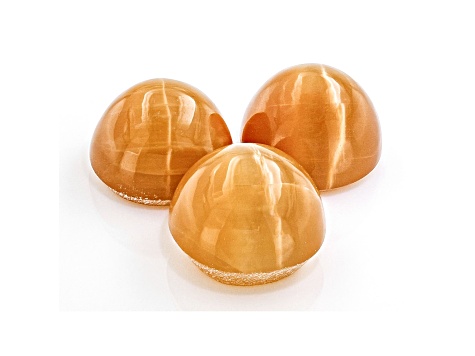 Fire Opal Cat's Eye Round Matched Set of 3 2.94ctw