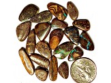 Boulder Opal Pre-Drilled Free-Form Cabochon Set of 20 65ctw