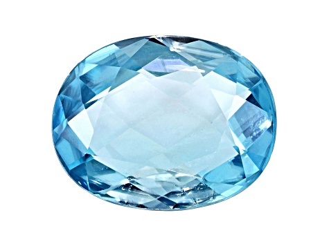 Blue Zircon 11.3x8.8mm Oval Checkerboard Cut 3.87ct