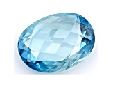 Blue Zircon 11.3x8.8mm Oval Checkerboard Cut 3.87ct