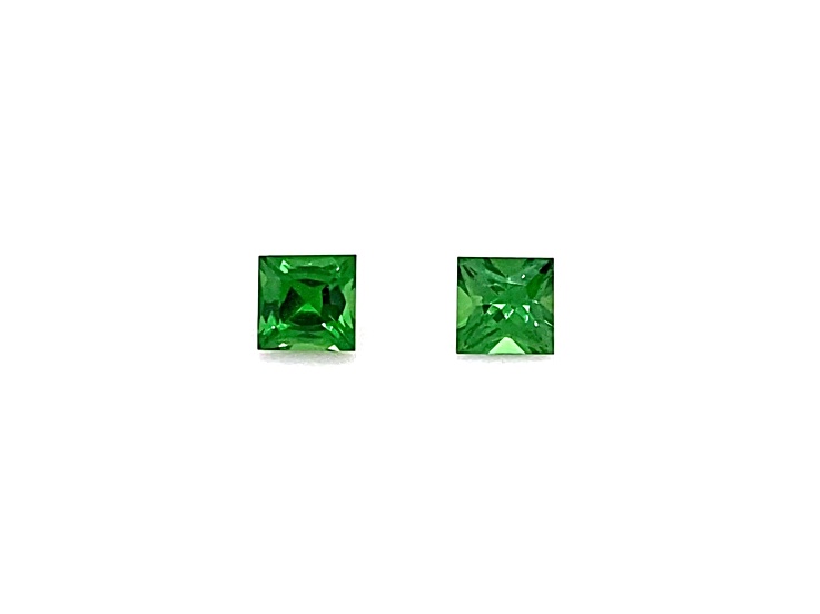 Tsavorite 3.59mm Princess Cut Matched Pair 0.53ctw