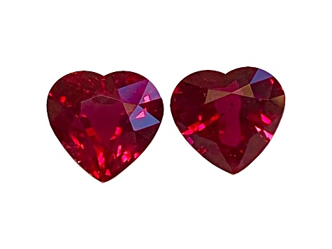 Ruby 6.7x7mm Heart Shape Matched Pair 2.88ctw