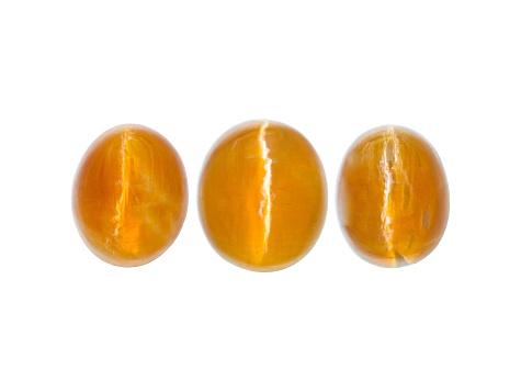 Fire Opal Cat's Eye Oval Matched Set of 3 5.39ctw