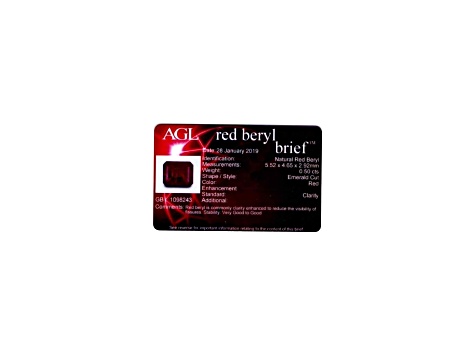 Red Beryl 5.5x4.6mm Emerald Cut 0.50ct