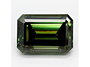 3.42ct Dark Green Emerald Cut Lab-Grown Diamond SI1 Clarity IGI Certified
