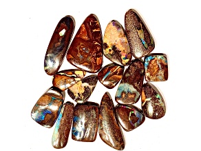 Boulder Opal Pre-Drilled Free-Form Cabochon Set of 15 128ctw