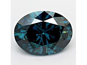 4.03ct Dark Blue Oval Lab-Grown Diamond SI2 Clarity IGI Certified