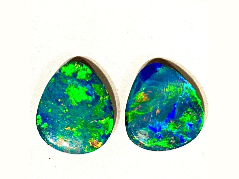 Opal on Ironstone 8x7mm Oval Doublet Set of 2 1.70ctw