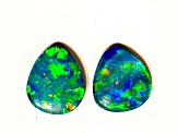 Opal on Ironstone 8x7mm Oval Doublet Set of 2 1.70ctw