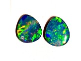 Opal on Ironstone 8x7mm Oval Doublet Set of 2 1.70ctw