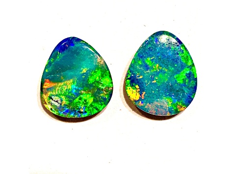 Opal on Ironstone 8x7mm Oval Doublet Set of 2 1.70ctw