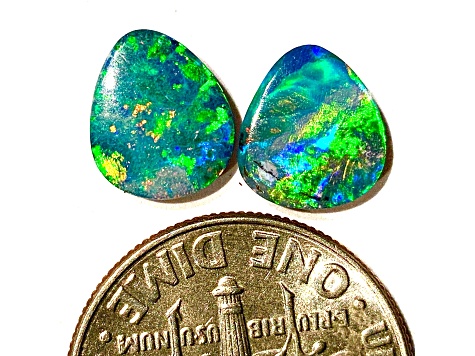 Opal on Ironstone 8x7mm Oval Doublet Set of 2 1.70ctw