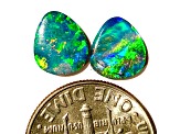 Opal on Ironstone 8x7mm Oval Doublet Set of 2 1.70ctw