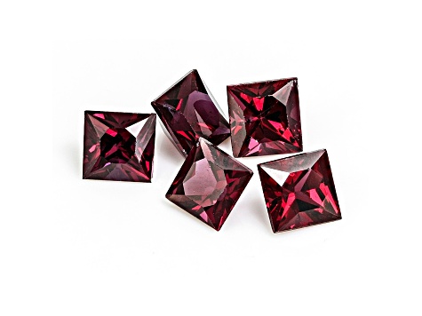 Anthill Garnet 2.5mm Princess Cut Set of 5 0.50ctw