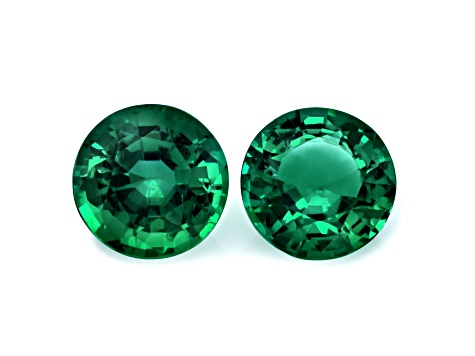Zambian Emerald 6.5mm Round Matched Pair 2.09ctw