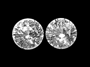 White Sapphire 8.3mm Round Matched Pair 6.42ctw
