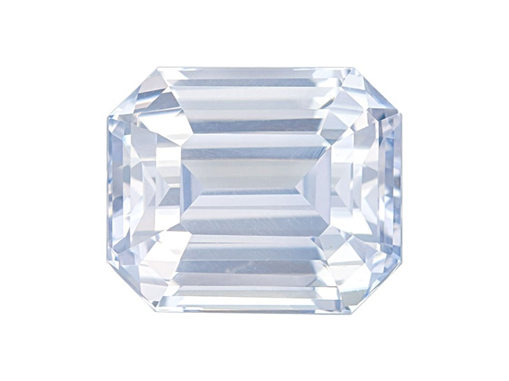 White Sapphire Loose Gemstone 8.8x7.4mm Emerald Cut 3.68ct