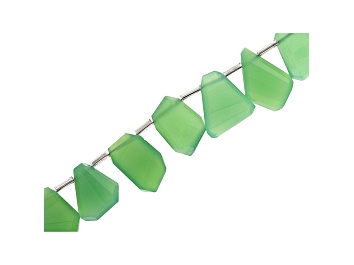 Picture of Green Dyed Chalcedony Fancy Faceted Nugget Shape Bead Strand 8"