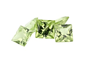 Arizona Peridot 3mm Princess Cut Set of 5 0.75ctw