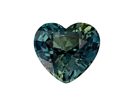 Blue-Green Sapphire Loose Gemstone Unheated 8.4x7.6mm Heart Shape 2.54ct
