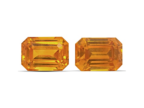Orange Sapphire 8.0x5.7mm Emerald Cut Matched Pair 4.04ctw