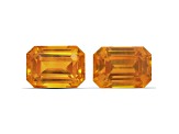 Orange Sapphire 8.0x5.7mm Emerald Cut Matched Pair 4.04ctw