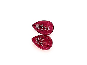 Ruby Unheated 15.85x10.45mm Pear Shape Carving Pair 19.60ct