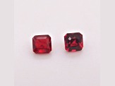Burmese Red Spinel Unheated 4mm Emerald Cut Matched Pair 0.95ctw