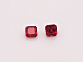 Burmese Red Spinel Unheated 4mm Emerald Cut Matched Pair 0.95ctw