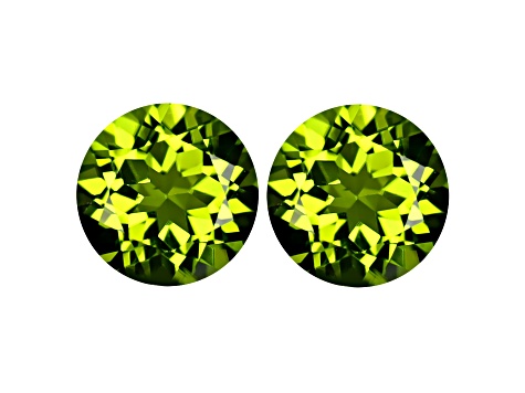 Peridot 7.98mm Round Matched Pair 3.96ctw