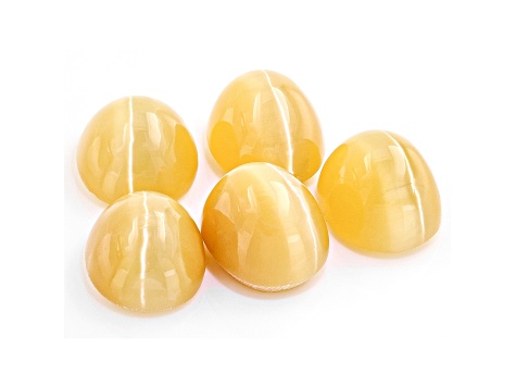 Fire Opal Cat's Eye 7x6mm Oval Set of 5 4.90ctw