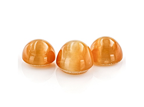 Fire Opal Cat's Eye Round Matched Set of 3 2.87ctw