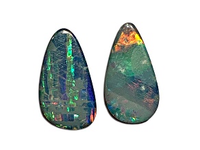 Opal on Ironstone Free-Form Doublet Set of 2 7.57ctw
