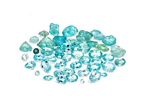 Neon Apatite Mixed Size And Shape 30.00ctw Rough and Faceted Parcel