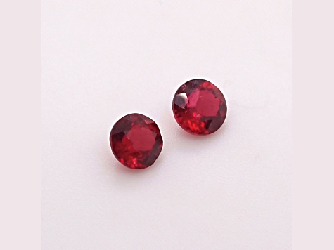 Burmese Red Spinel Unheated 5mm Round Matched Pair 1.19ctw