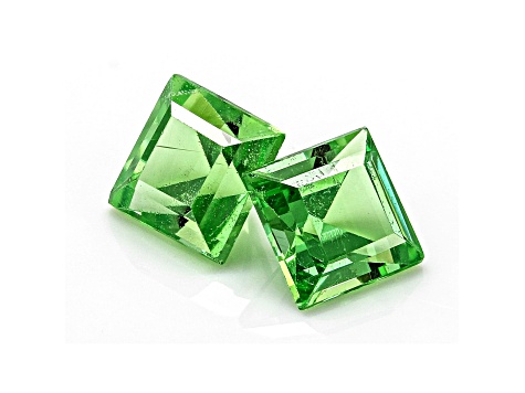 Tsavorite Garnet 4mm Princess Cut Matched Pair 0.75ctw