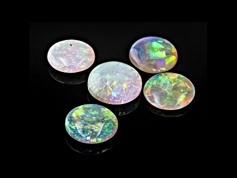 Australian Crystal Opal Round Set of 5 2.08ctw