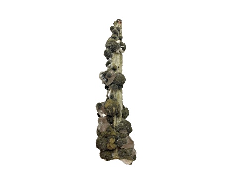 Indian Gyrolite, Calcite and Laumontite 11.7x3.3cm Specimen