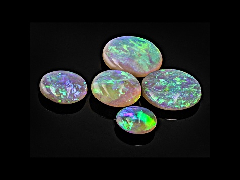 Australian Crystal Opal Round Set of 5 3.08ctw