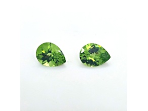 Peridot 13x10mm Pear Shape Matched Pair 9.06ctw