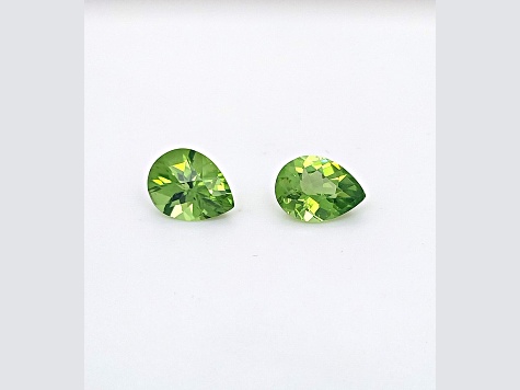 Peridot 13x10mm Pear Shape Matched Pair 9.06ctw
