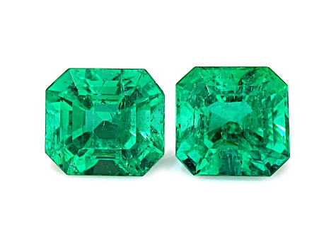 Colombian Emerald 7.1x6.4mm Emeradl Cut Matched Pair 2.85ctw