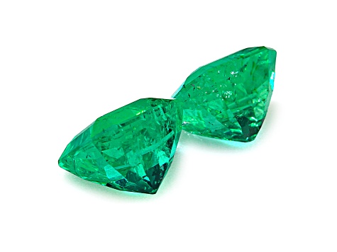 Colombian Emerald 7.1x6.4mm Emeradl Cut Matched Pair 2.85ctw