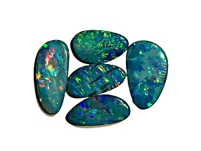 Opal on Ironstone Free-Form Doublet Set of 5 7.24ctw