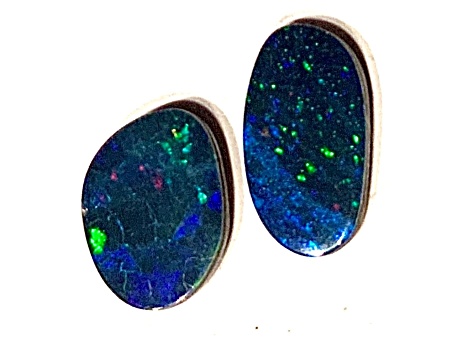 Opal on Ironstone Free-Form Doublet Set of 2 4.11ctw
