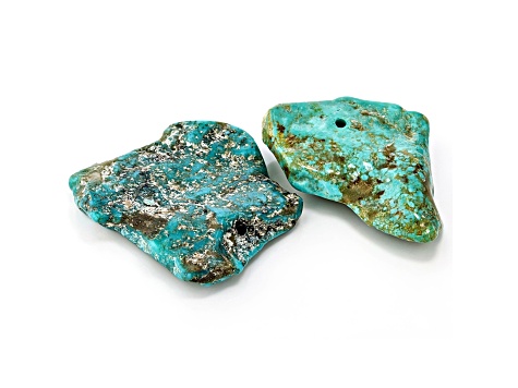 Sonoran Turquoise Pre-Drilled Tumbled Nugget Focal Bead Set of 2