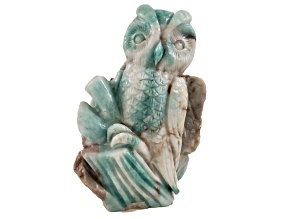 Brazilian Emerald Owl Carving 3.5x3.5in